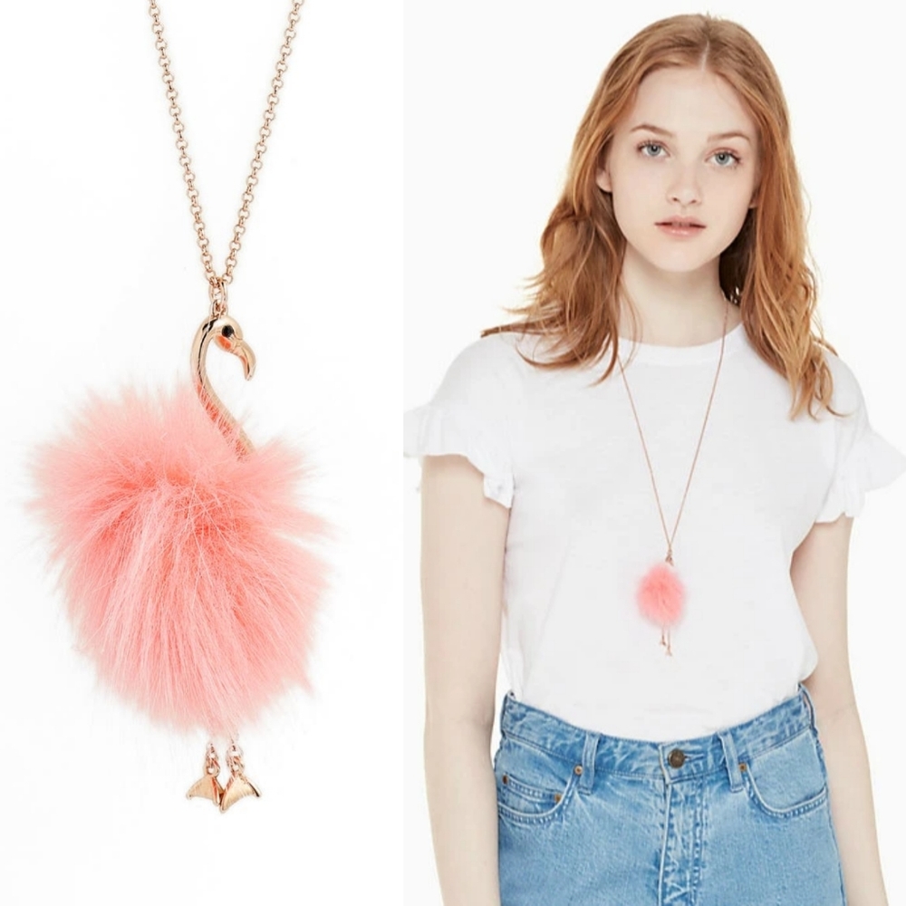 🆕 Kate Spade By the Pool Flamingo Necklace - Picture 2 of 8